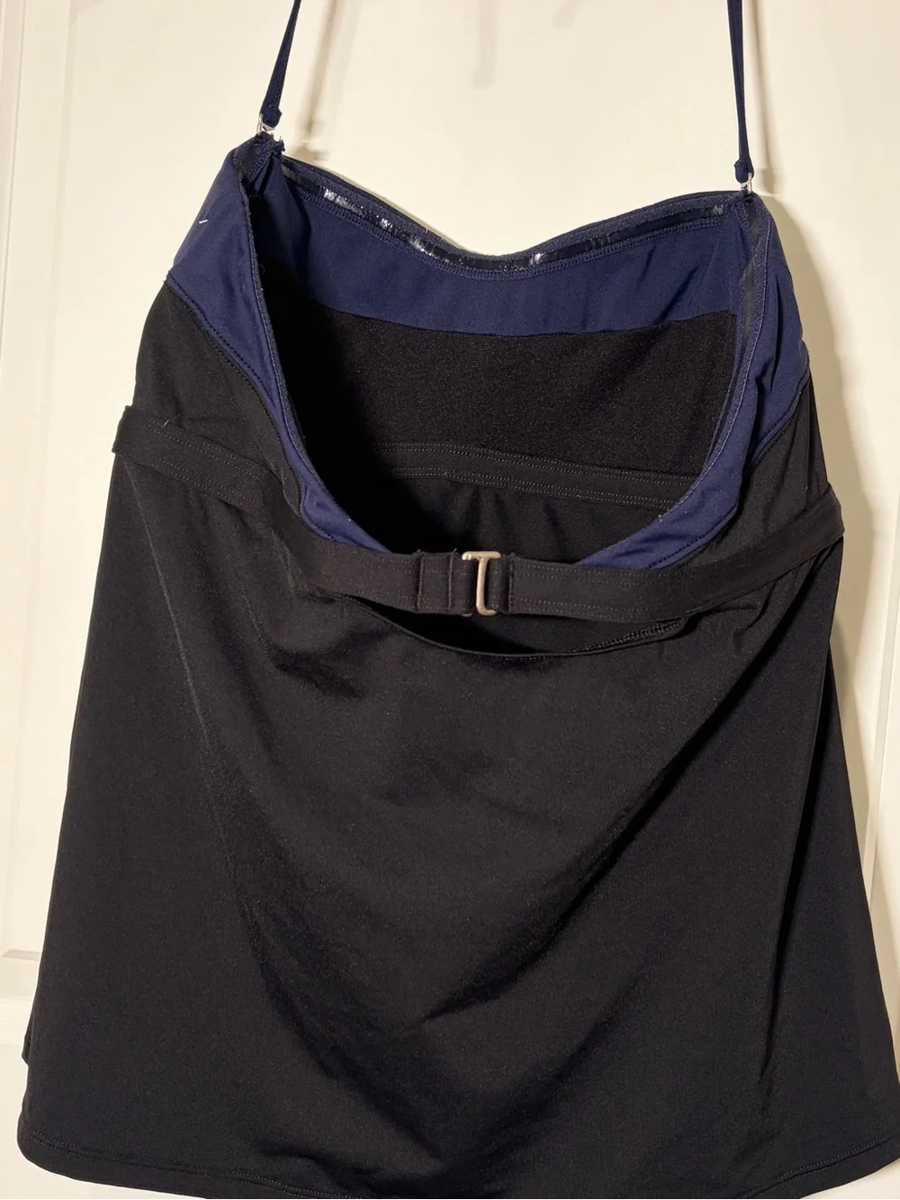 Athleta Colorblock Halter Swim Tankini Top Black Navy Blue Medium